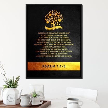 Psalm 1:1-3 Canvas Wall Art