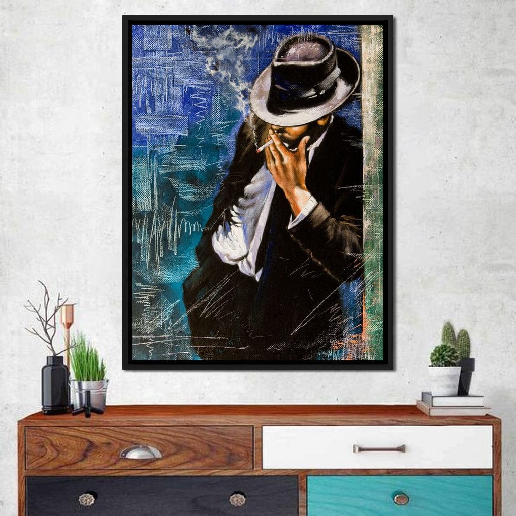 Smoking Man Canvas Wall Art