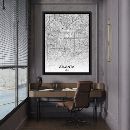 Map of Atlanta, USA Canvas Wall Art