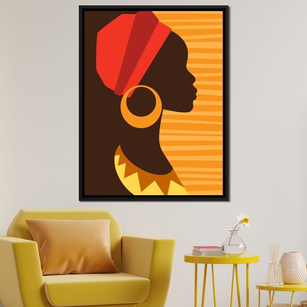 African Woman Profile Canvas Wall Art