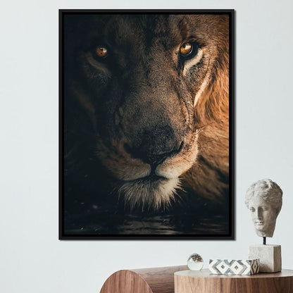 Lion Portrait Water Canvas Wall Art