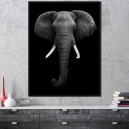 Black and White Elephant Face Canvas Wall Art