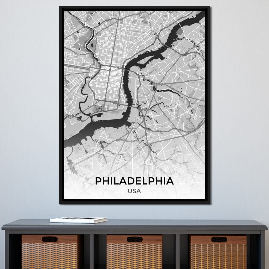 Map of Philadelphia, USA Canvas Wall Art