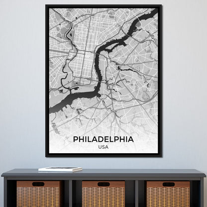 Map of Philadelphia, USA Canvas Wall Art
