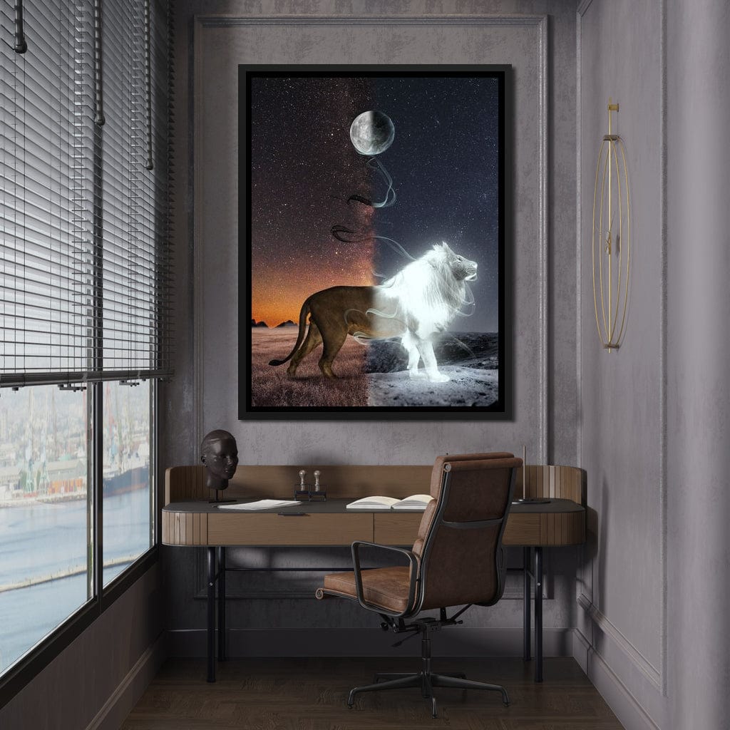 Lion Lune Canvas Wall Art
