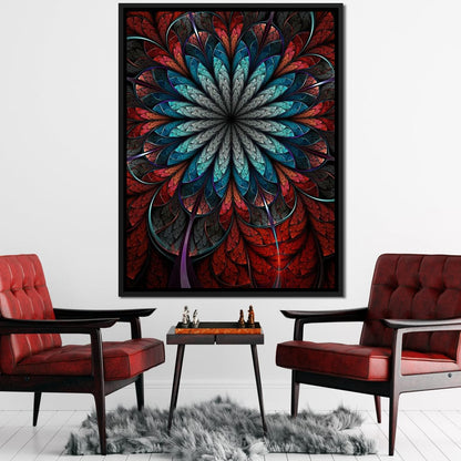 Red Shade Fractal Flower Canvas Wall Art