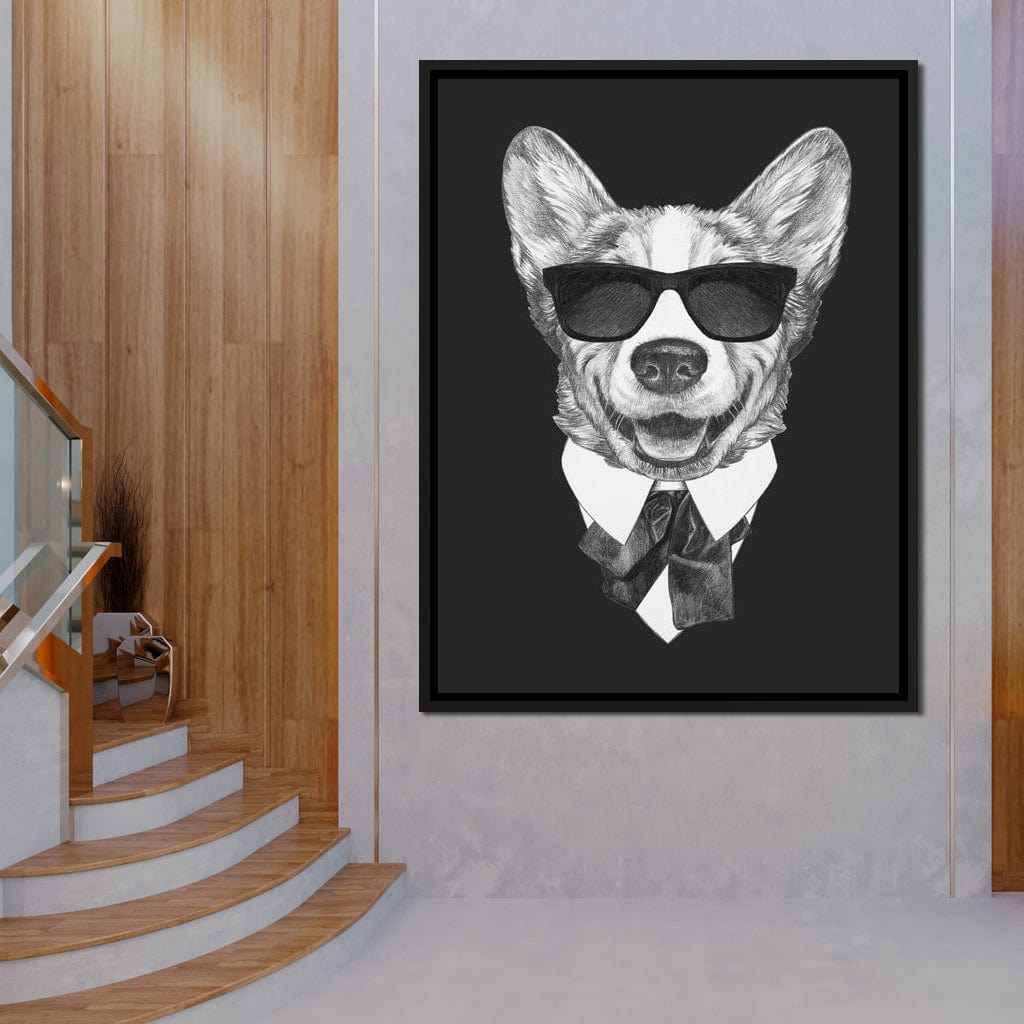 Dressed Up Corgi Canvas Wall Art