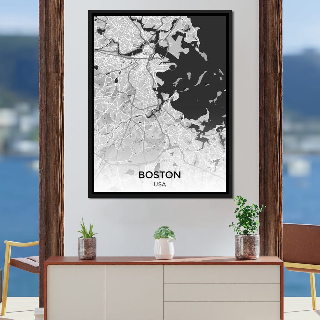 Map of Boston, USA Canvas Wall Art