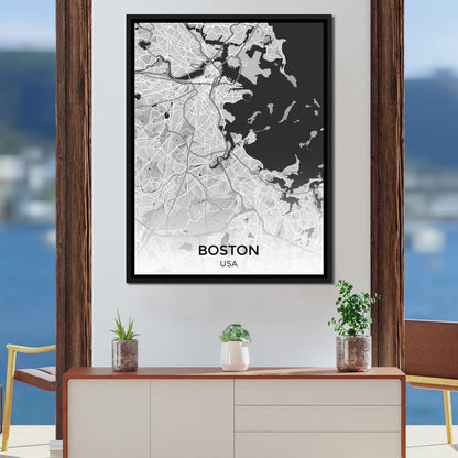 Map of Boston, USA Canvas Wall Art