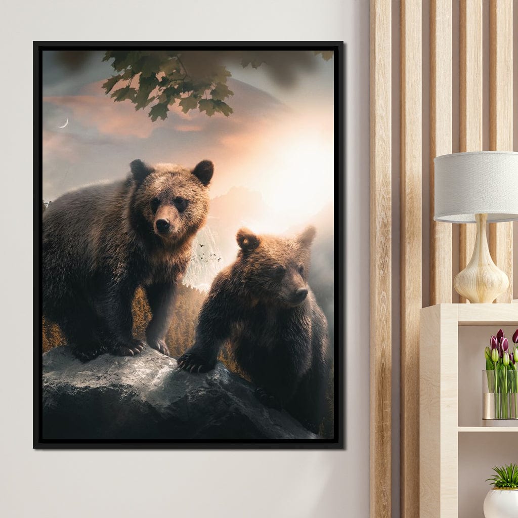 Sunset Bears Canvas Wall Art