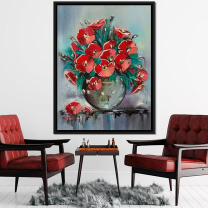 Vase with Poppies Canvas Wall Art
