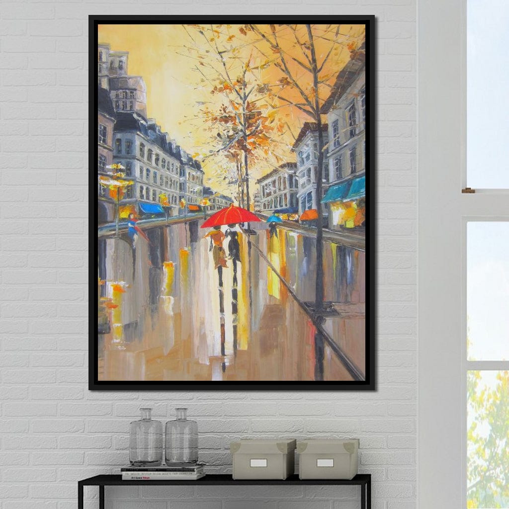 Rain in Boston Canvas Wall Art