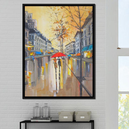 Rain in Boston Canvas Wall Art