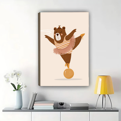 Ballerina Bear Framed Wall Art - Whimsical Nursery Print