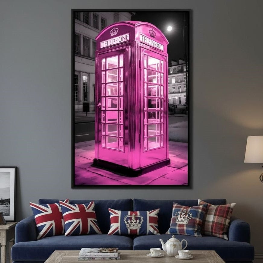 Pink Telephone Booth Canvas Wall Art