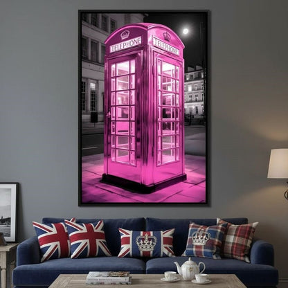 Pink Telephone Booth Canvas Wall Art