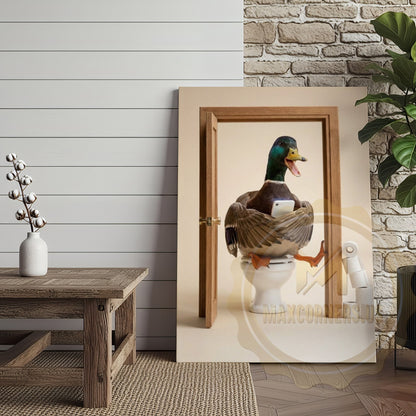 Duck Canvas Bathroom Door Smartphone Humor Canvas Wall Art