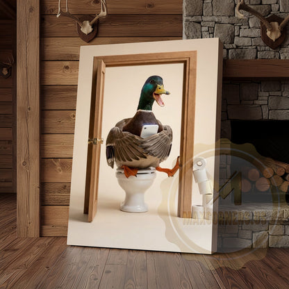 Duck Canvas Bathroom Door Smartphone Humor Canvas Wall Art