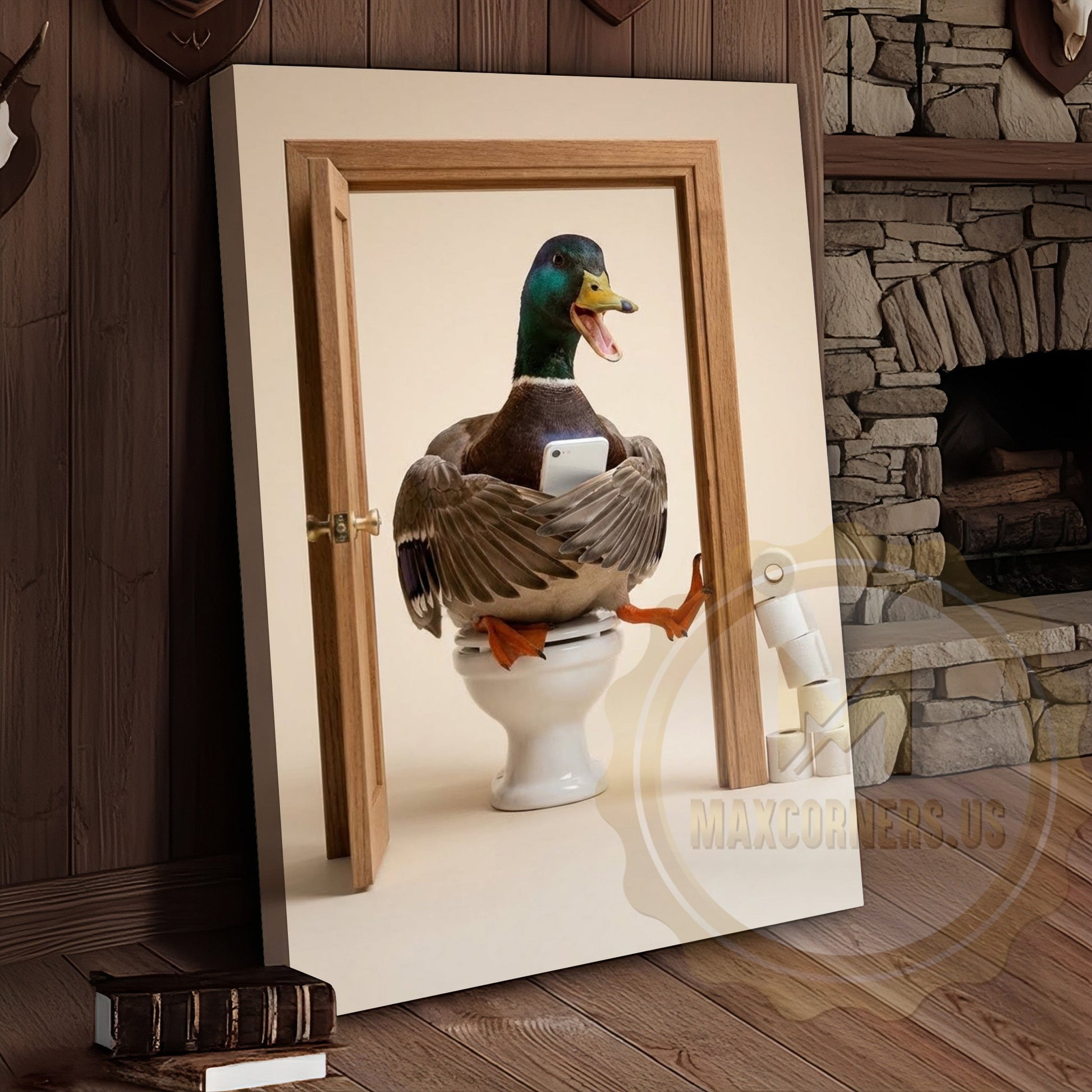 Duck Canvas Bathroom Door Smartphone Humor Canvas Wall Art