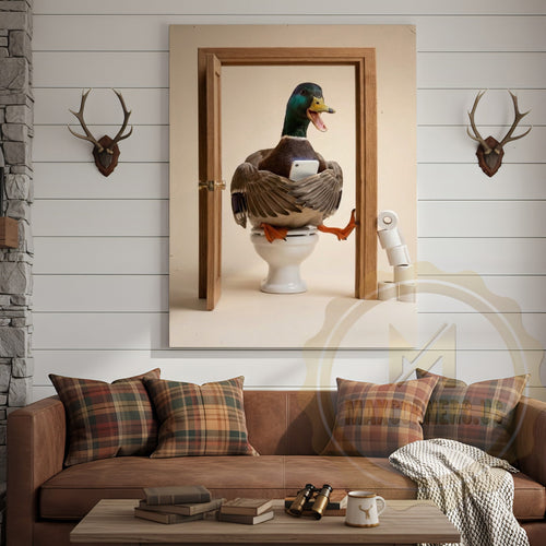 Duck Canvas Bathroom Door Smartphone Humor Canvas Wall Art