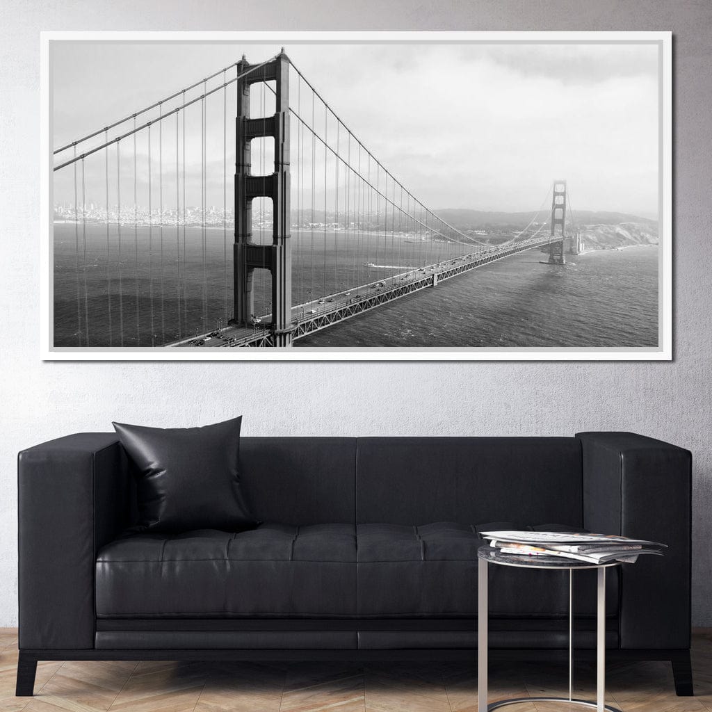 Golden Gate Bridge in Black & White Canvas Wall Art