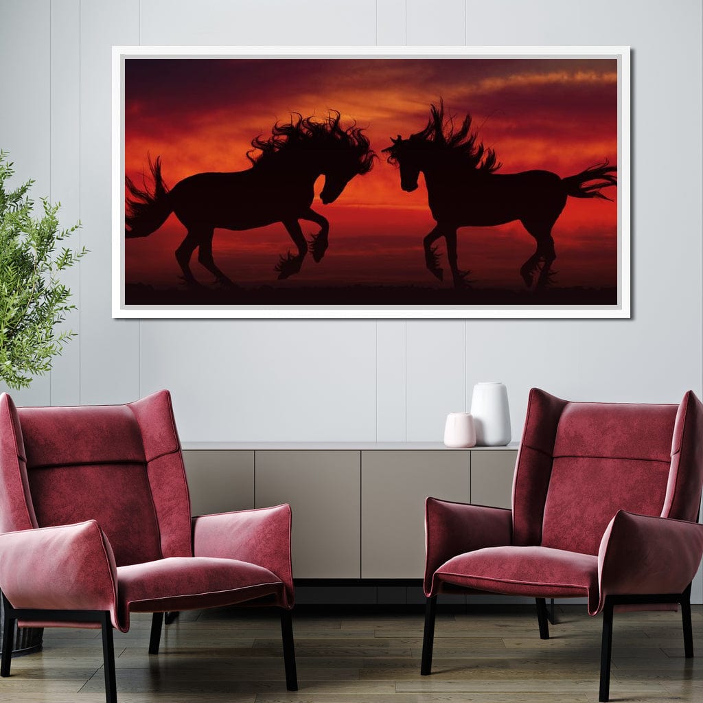 Stallion Sunset Canvas Wall Art