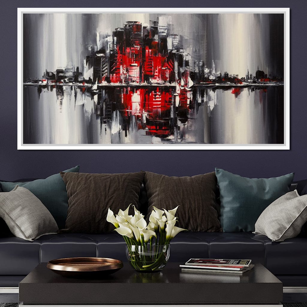 Red Black & Grey Skyline Canvas Wall Art