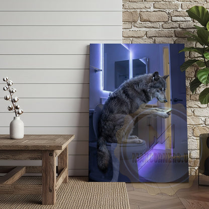 Wolf Canvas LED Mirror Modern Bathroom Night Canvas Wall Art