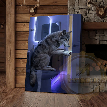 Wolf Canvas LED Mirror Modern Bathroom Night Canvas Wall Art