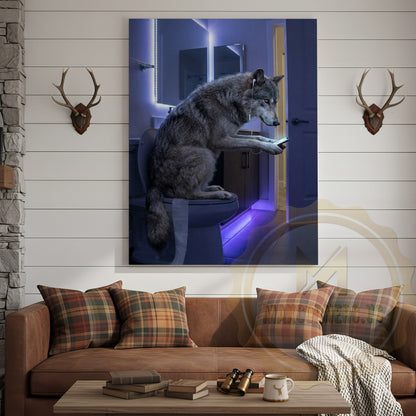 Wolf Canvas LED Mirror Modern Bathroom Night Canvas Wall Art