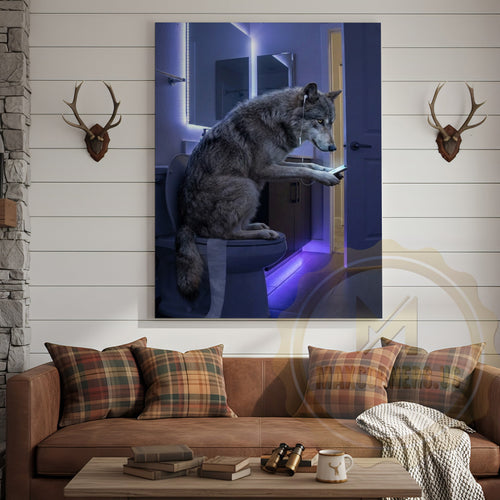 Wolf Canvas LED Mirror Modern Bathroom Night Canvas Wall Art