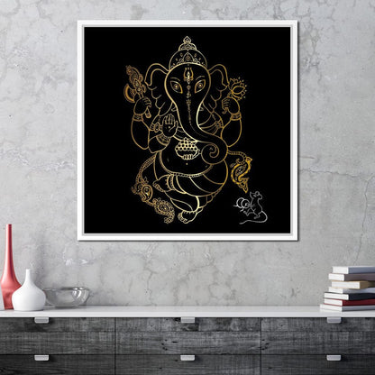 Golden Ganapati Canvas Wall Art