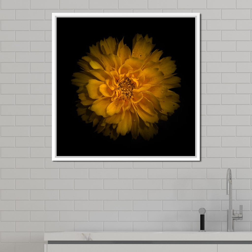 Orange Background Flowers Canvas Wall Art