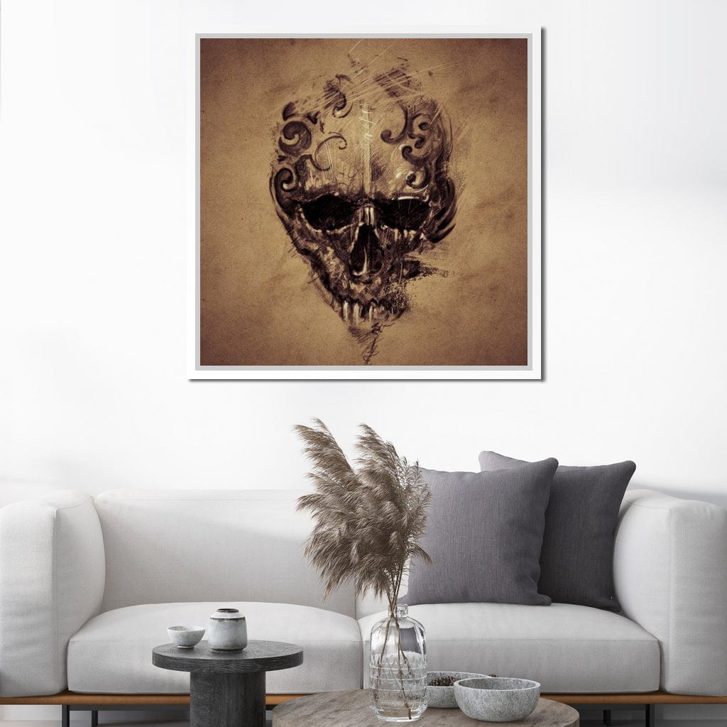 Skull Sketch Canvas Wall Art