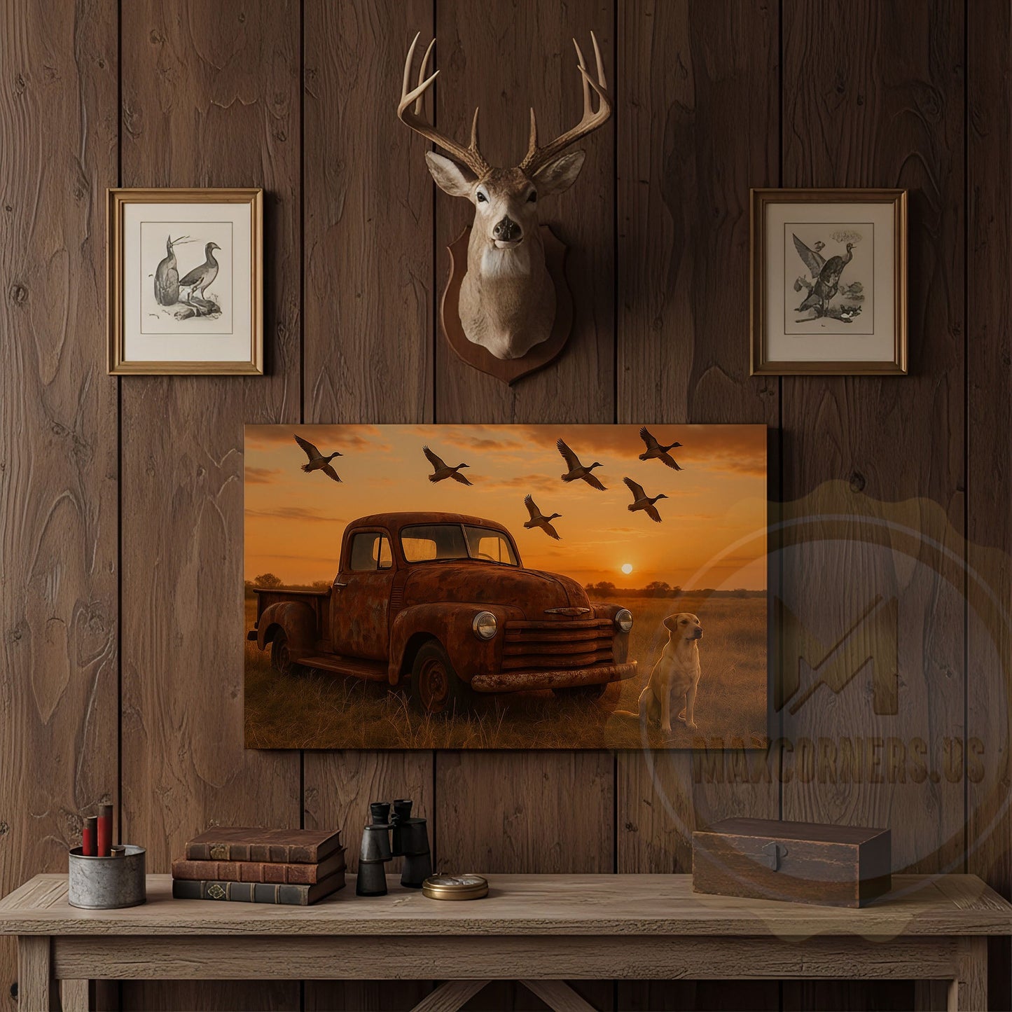 Deer Relaxing on Sofa with Wine Glass Wrapped Canvas