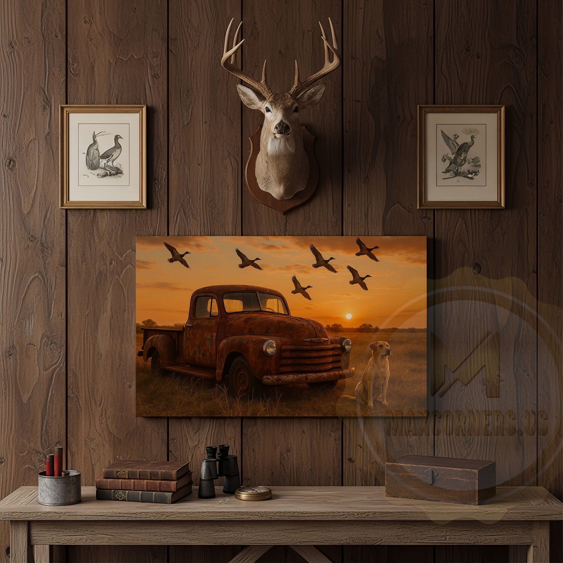 Deer Relaxing on Sofa with Wine Glass Wrapped Canvas