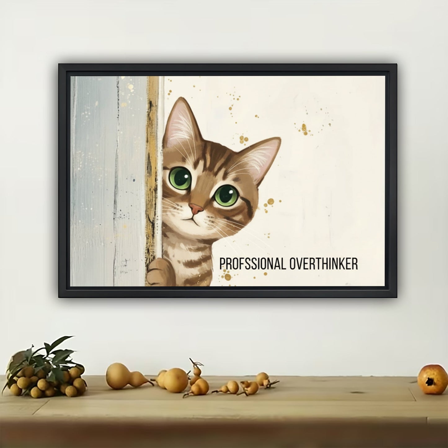 abby Cat Canvas Wall Art - Professional Overthinker Kitten Decor