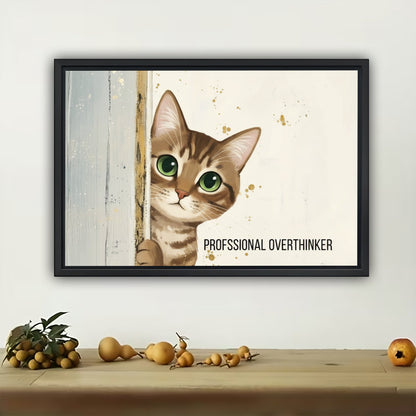 abby Cat Canvas Wall Art - Professional Overthinker Kitten Decor