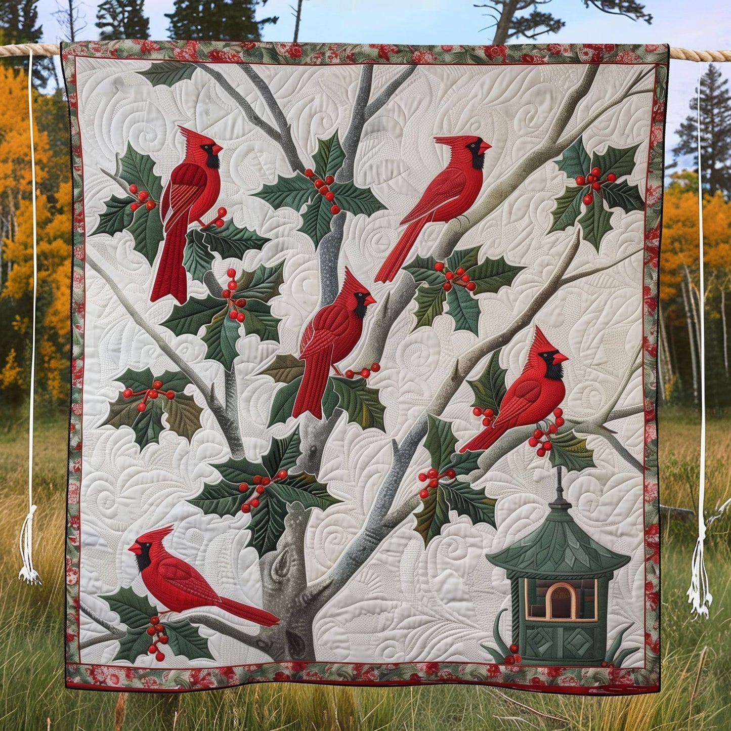 Cardinal Whisper Quilted Blanket - Throw (55" x 60")