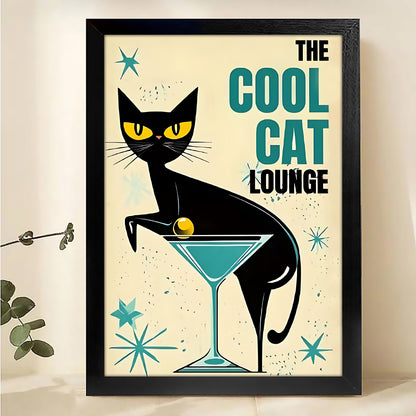 The Cool Cat Lounge Vintage- Poster Retro Cat Bar Wall Art