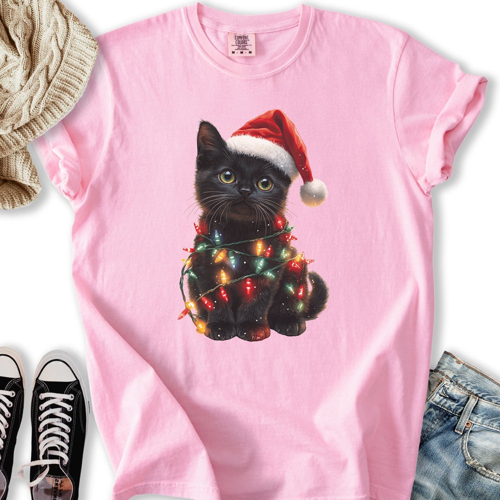 Christmas Cat Lights Relaxed Tee