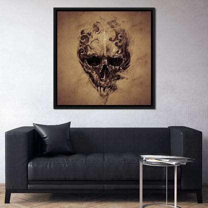 Skull Sketch Canvas Wall Art