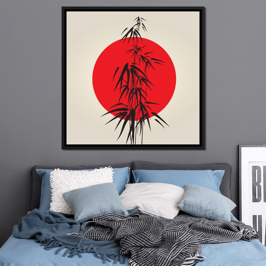 Red and Black Bamboo Canvas Wall Art