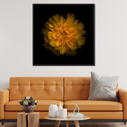 Orange Background Flowers Canvas Wall Art