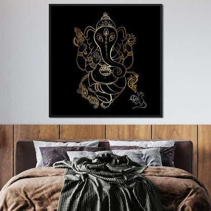 Golden Ganapati Canvas Wall Art