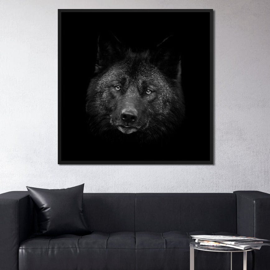 Black and White Wolf Canvas Wall Art