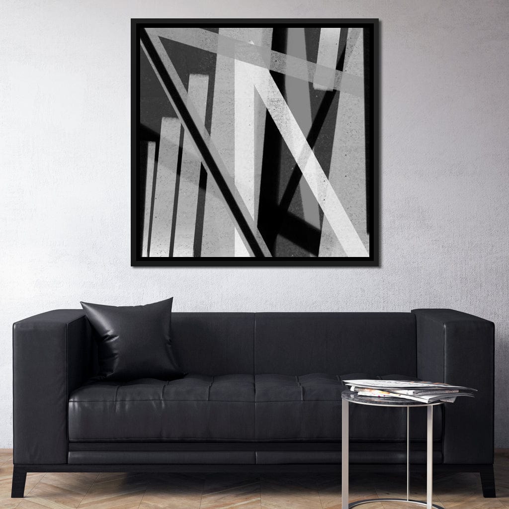 Black & White Lines v2 Canvas Wall Art
