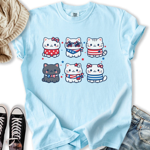 Cute Patriotic Cats Relaxed Tee