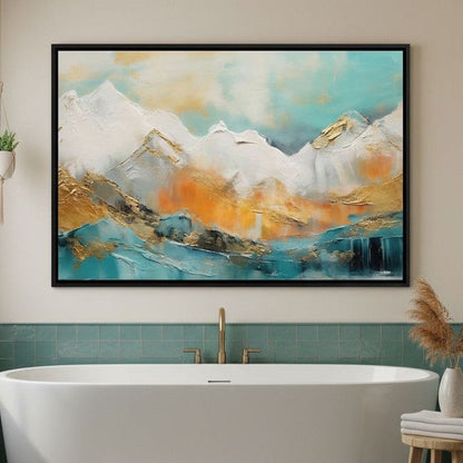 Golden Peaks Dawn Mountain Escape Canvas Wall Art