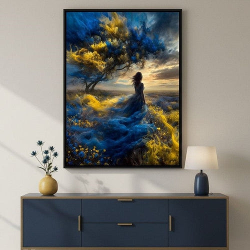 Golden Sapphire Dream Fields Canvas Wall Art